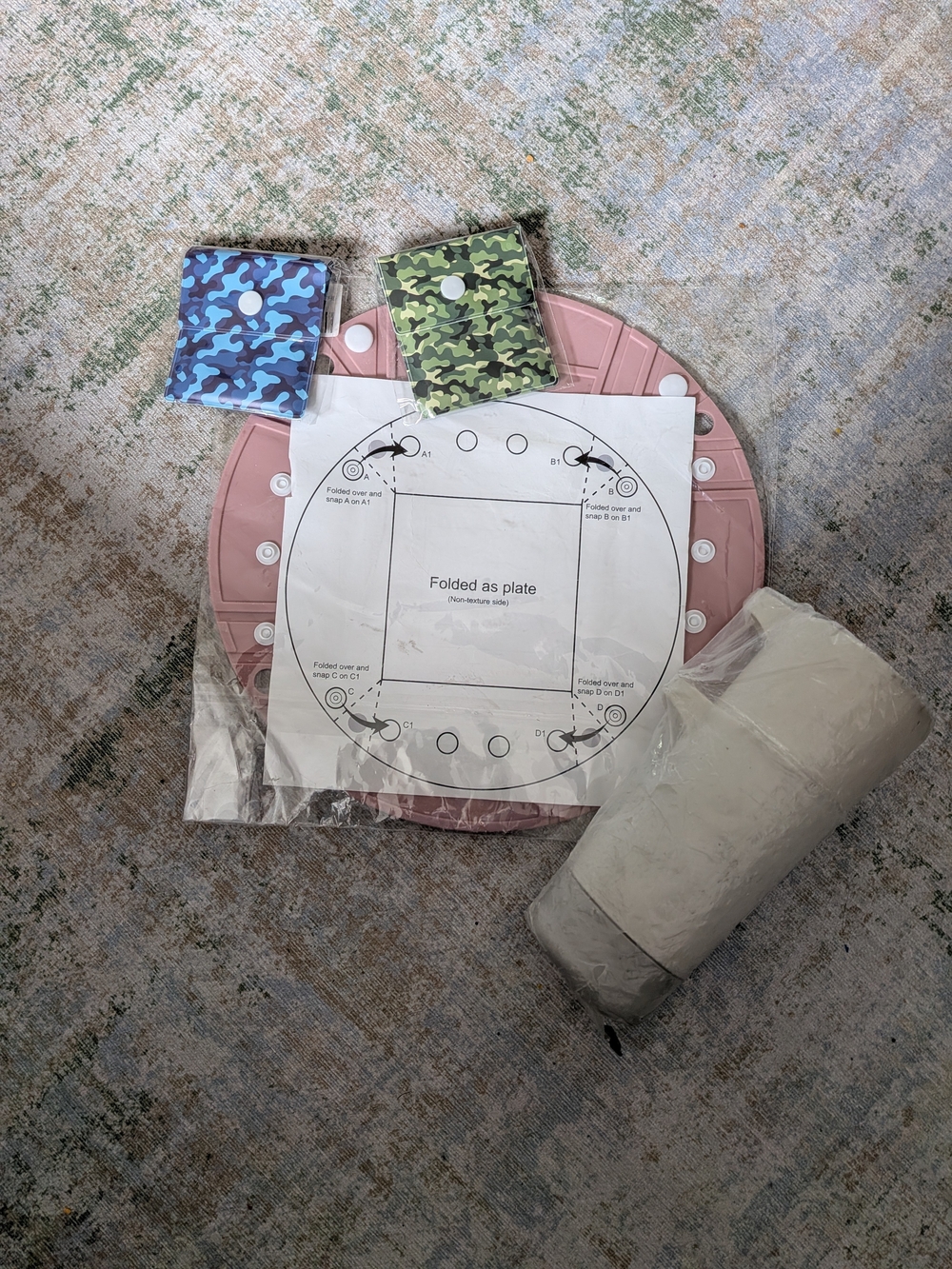 New Camping Items- Foldable Silicone Plate, 2 Ashtray Pouches,2 Cups